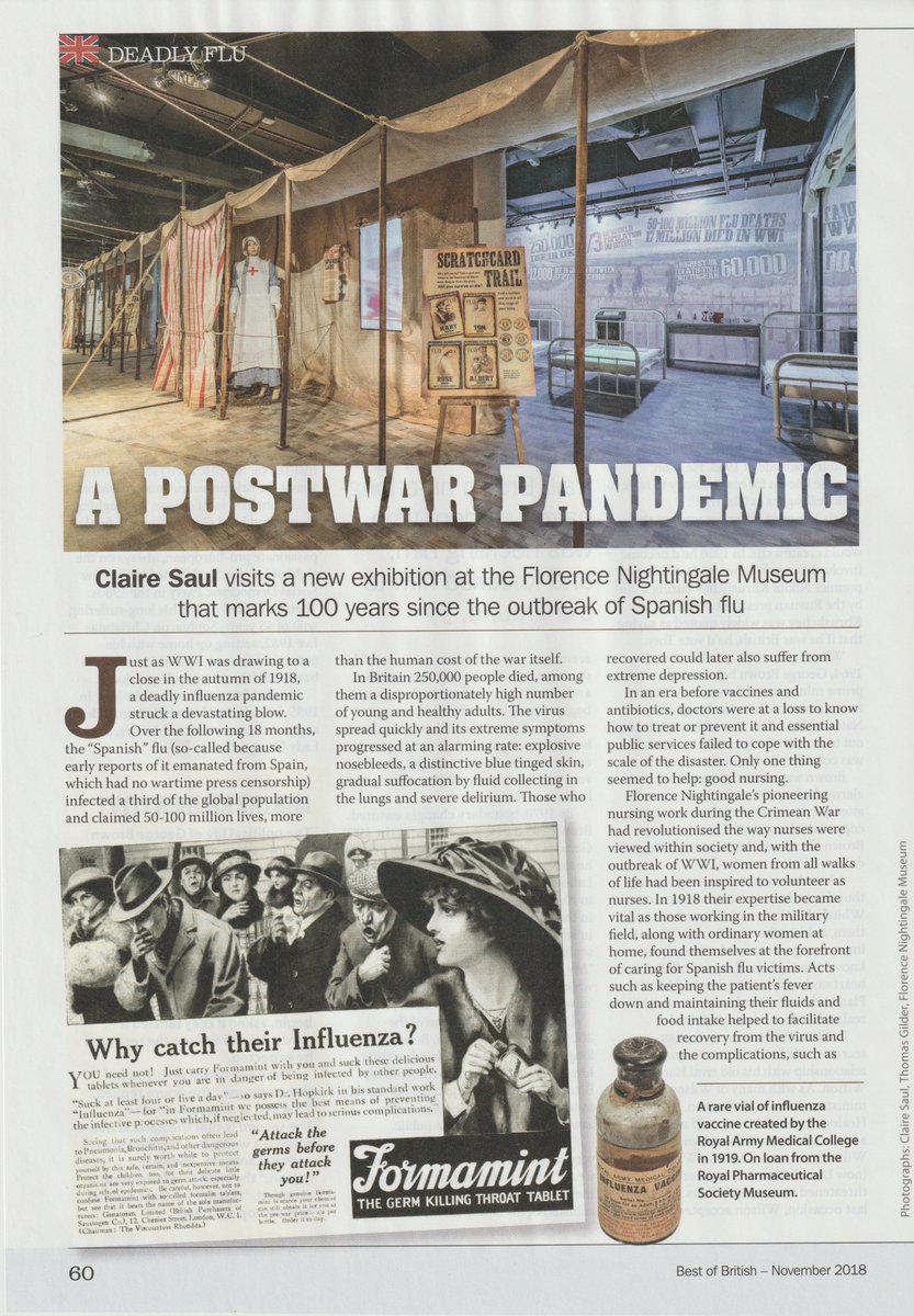 Fantastic article in @bestofbritishuk looking at our #SpanishFlu exhibition which we were able to produce with the support of @wellcometrust and @HLFLondon. Great work @firebird_pr!