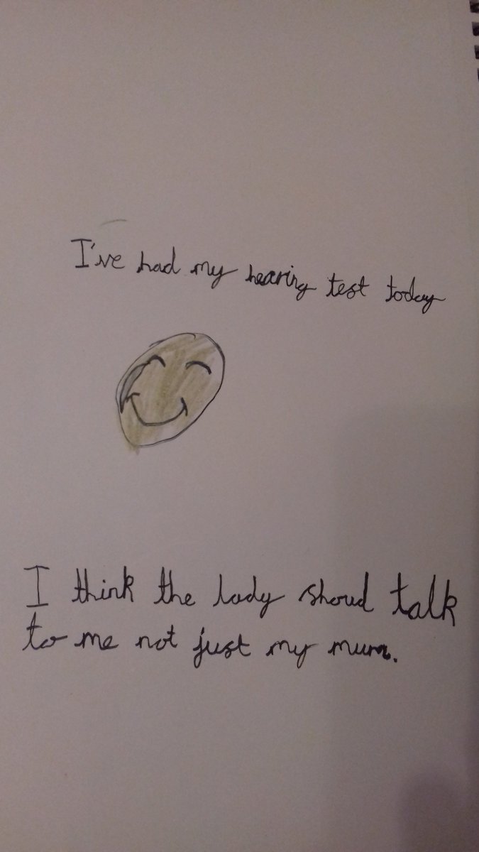 hwhalton's tweet photo. Niamh, age 6, gave us brilliant feedback on her audiology appointment at Widnes HCRC
"The lady was kind and I have drawn the gold sticker she gave me. I think the lady should talk to me not just my mum"
@Bridgewater_NHS #youthwatch #yourvoicecounts https://t.co/ZaVMOT9dq7