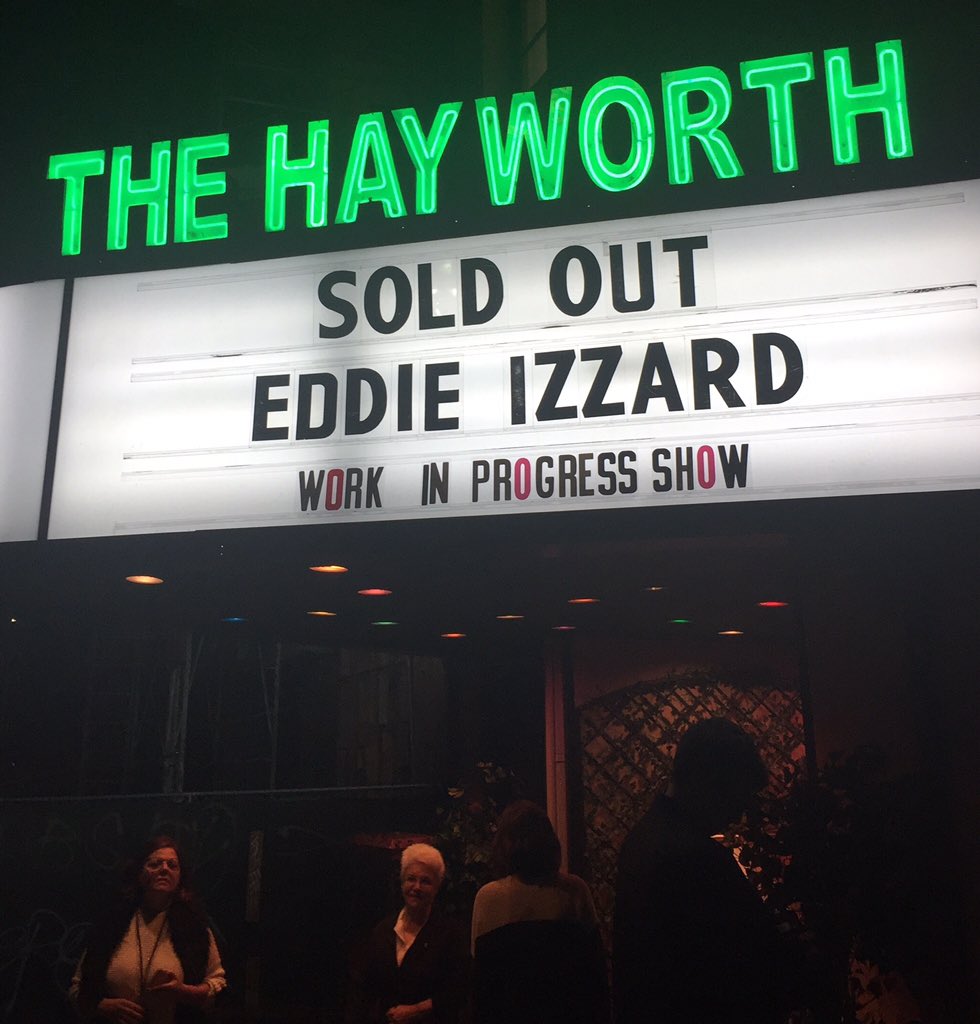 MrAlonBar's tweet image. Spending the evening in an intimate LA theater at a sold out show of my comedy idol @eddieizzard is what I needed tonight. 

#BatBat 🦇🦒🐅
#Assassins 🐕