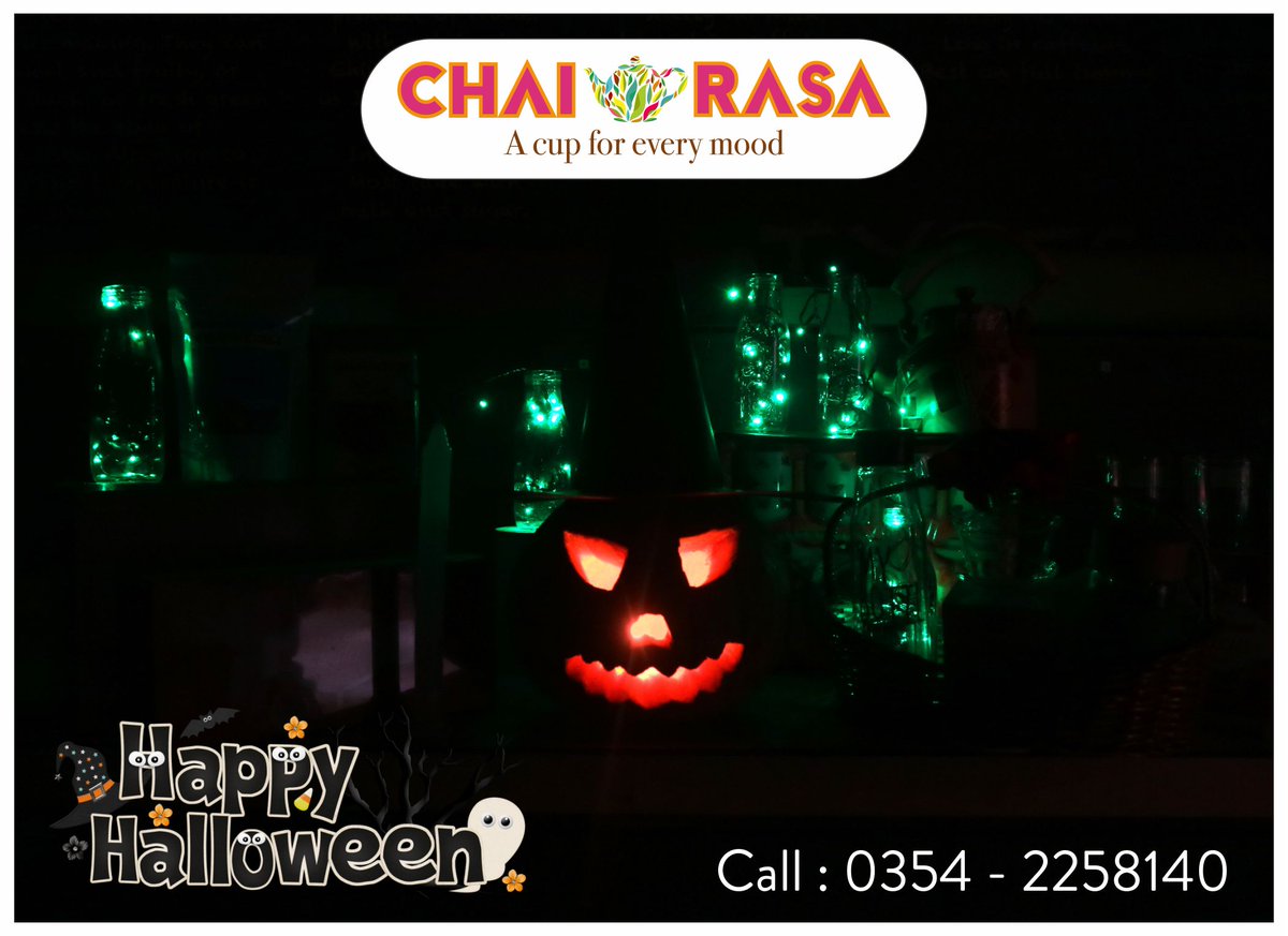 ChaiRasaCafe's tweet photo. This Halloween, while you reconnect to your inner mischievous self, also venture into the unexplored realm of exotic Chai Rasa tea and soothe your senses.
Happy Halloween!!!
#ChaiRasa #HappyHalloween #Tea #TeaTable #HalloweenTea https://t.co/msSg4KdTEh