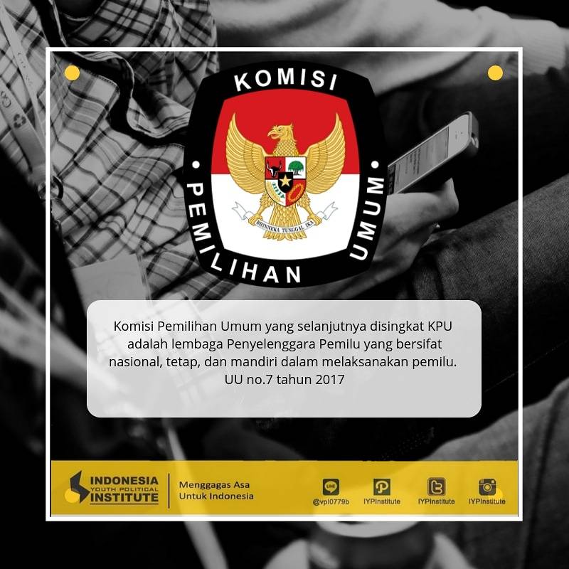 KPU merupakan salah satu unsur terpenting dalam penyelenggaraan pemilu <a href="/kpu_ri/">KPU - RI</a> <a href="/bawaslujateng/">Bawaslu Jateng</a>
@kpujateng_lindungihakpilihmu <a href="/nhsardini/">Nur Hidayat Sardini</a>
.
.
#infomuda 
#IYPInstitute 
#mengagasasauntukindonesia