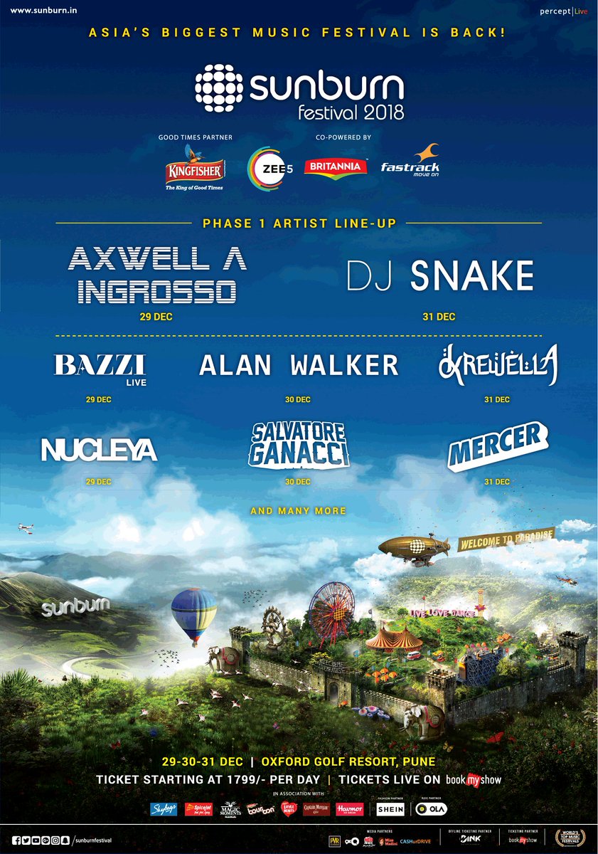 PerceptEMC's tweet photo. RT🔁if you are ready for Asia's Biggest Music Festival @SunburnFestival 2018 😍 🙌❤️ #LiveLoveDance #Sunburn2018

Phase 1 Artist Line-Up OUT!
Tickets : https://t.co/dyfadd4UIp

@Axwell @djsnake @bazzi @IAmAlanWalker @Krewella @NUCLEYA @TheSalvatoreG @Mercer_Music https://t.co/2Uc3Gkqnlx