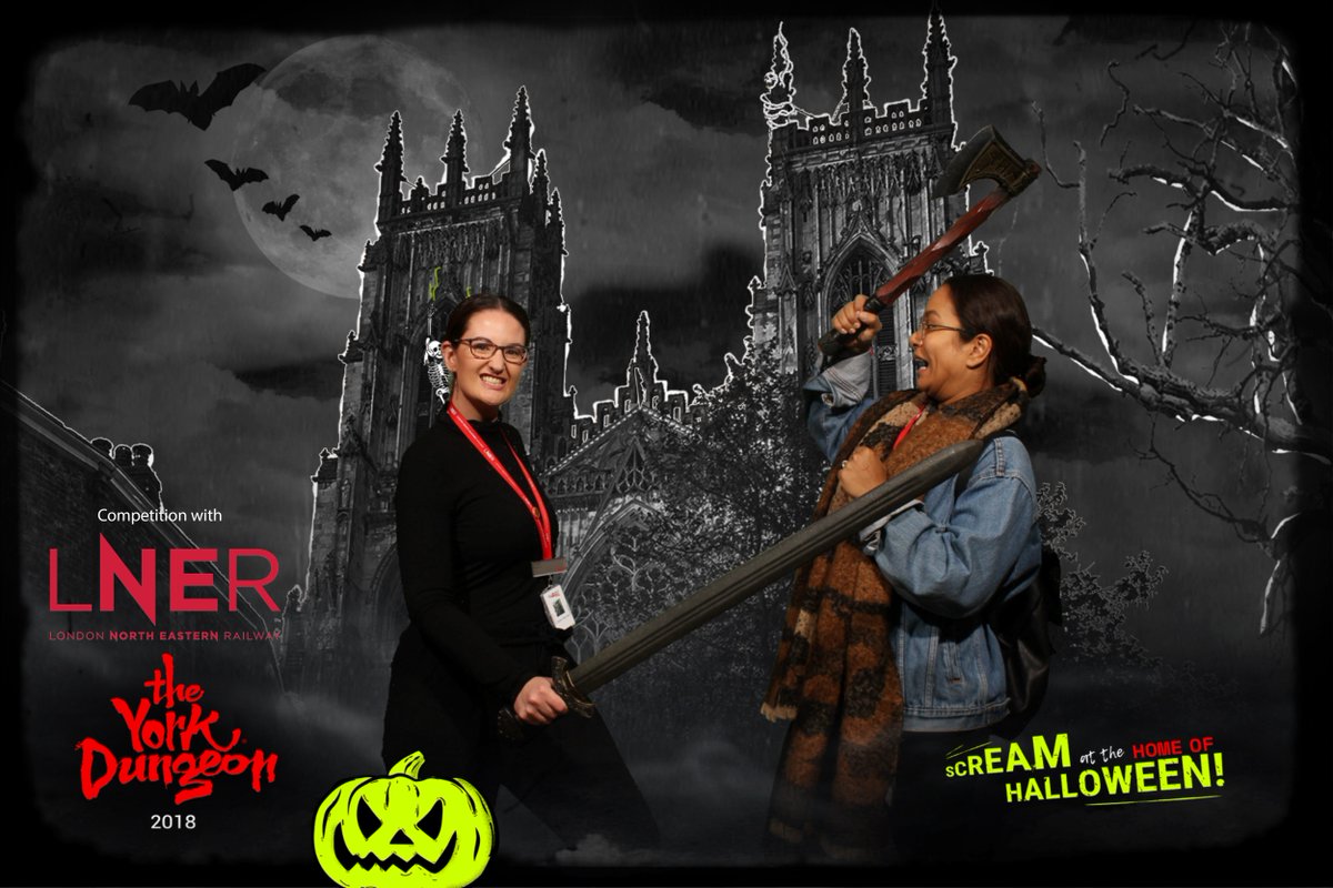 LNER's tweet image. Scream if you want to go #FirstClass! RT for the chance to win x2 First Class return tickets &amp;amp; x2 passes to the @YorkDungeon. York is the home of #Halloween! Dare to be scared? T&amp;amp;Cs bit.ly/2Q32QD3 👻