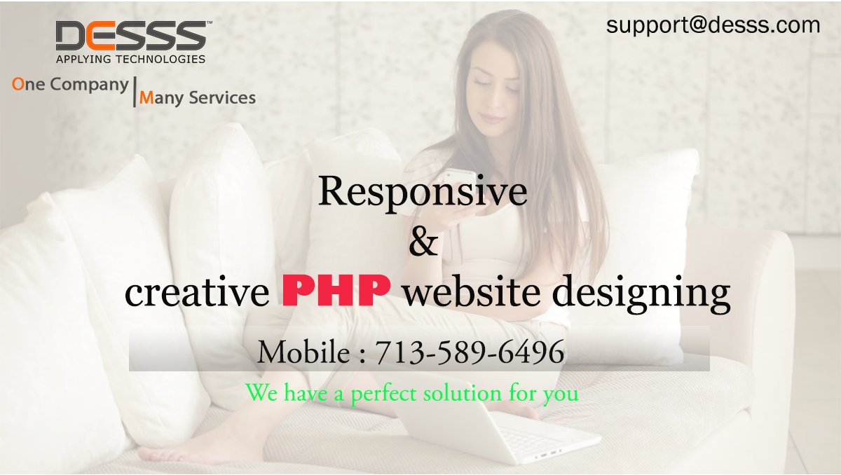 desssinc's tweet image. PHP Web Development services Visit : bit.ly/2MDcTRF
#Application Development
#PHP_Programming
#Migration Solutions
#Content_Management_Solutions
#QA And #Testing
#Management Services
#eCommerce Services
#Custom
#ERP_Solutions
Call : 713-589-6496, #Houston #Texas.