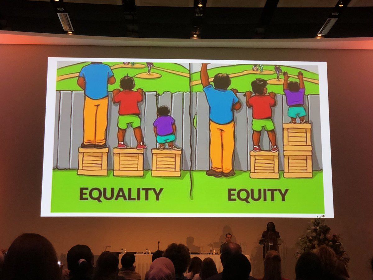 jane_swanepoel's tweet photo. Great graphic showing the big difference between equality and equity! Dr Bolajoko Olusanya talking about equitable access to heathcare #WCA2018 https://t.co/LTsXgyUelU