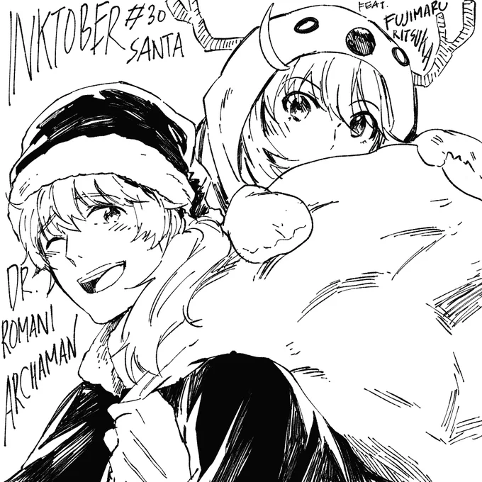 #30, santa, featuring RomaGuda. 1 day left, can I make it!? #FGO #inktober #fgoecartist 