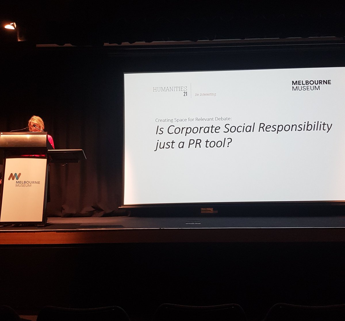 Proud of <a href="/melbournemuseum/">Melbourne Museum</a> <a href="/humanities21/">@humanities2</a> partnership - providing a platform for our audiences to engage in topical debates #CSR #sponsorship #partnerships <a href="/museumsvictoria/">Museums Victoria</a>