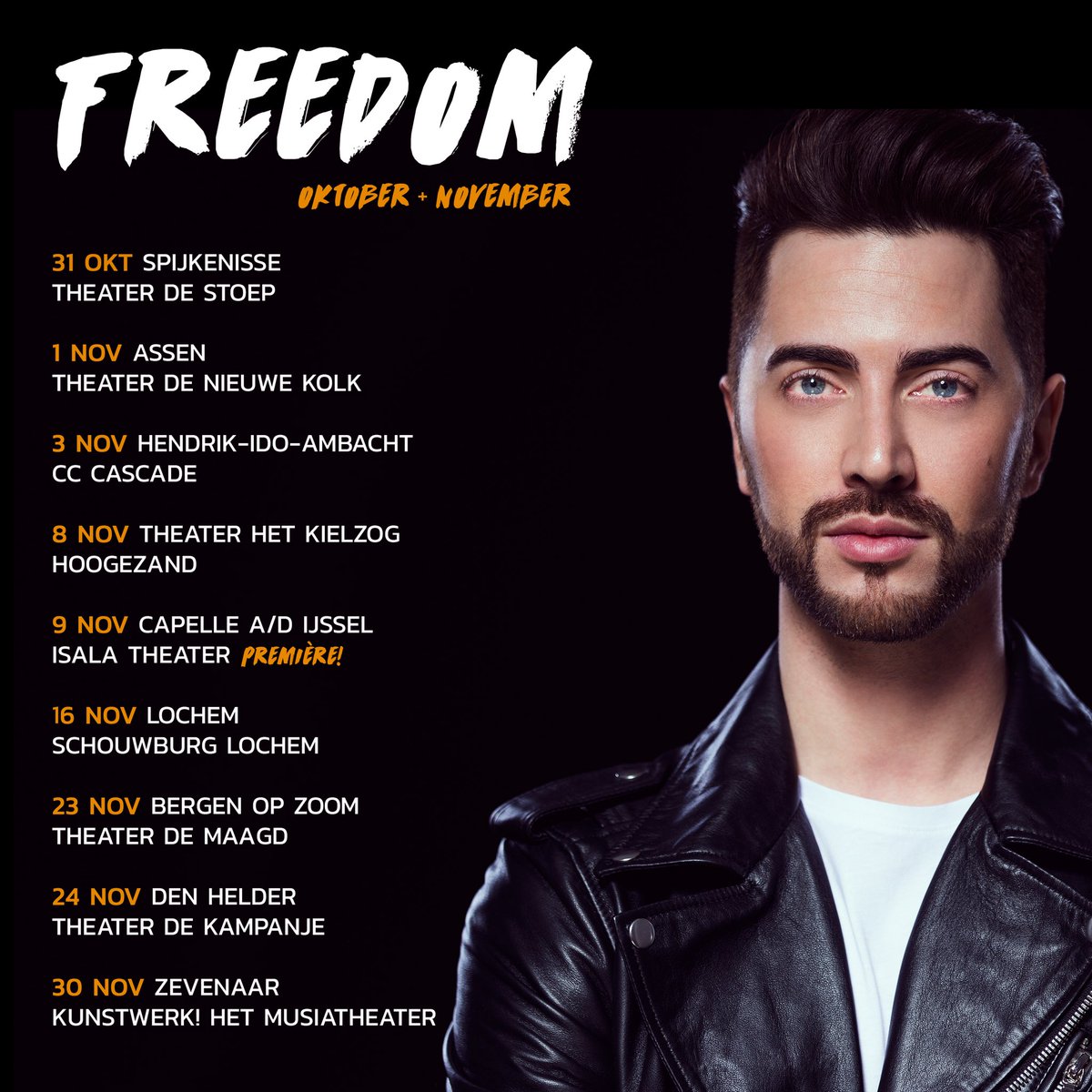 Vanavond de kickoff van mijn theatertour. 5 maanden lang gaan we langs 40 theaters door heel Nederland heen. En dat met een heel sterk, professioneel en leuk team. Let’s freakin’ do this!!!!! 😍🙌🏻
#jordanroy #georgemichael #freedom