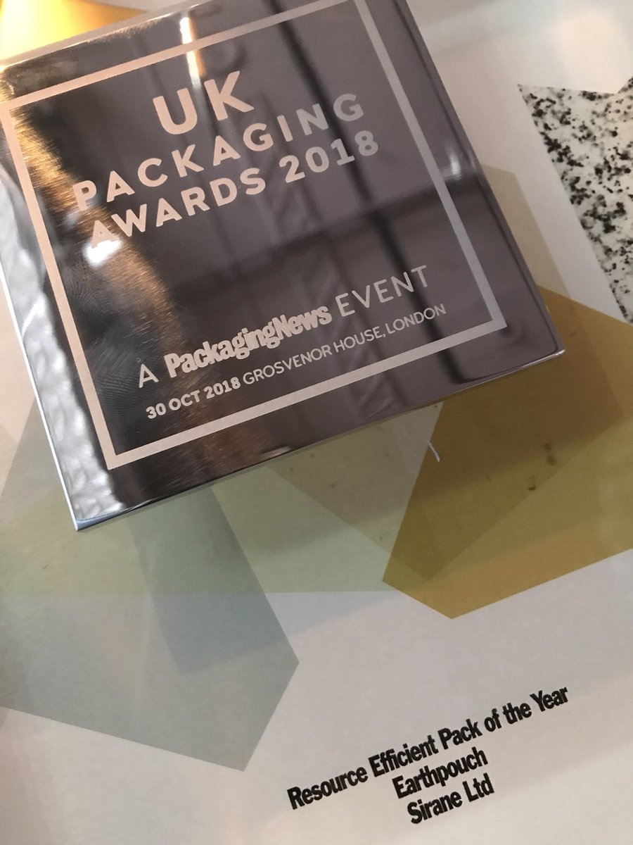 <a href="/SiraneLtd/">Sirane</a> We are so pleased to have won a UK Packaging Award for our #plasticfree #Earthpouch !