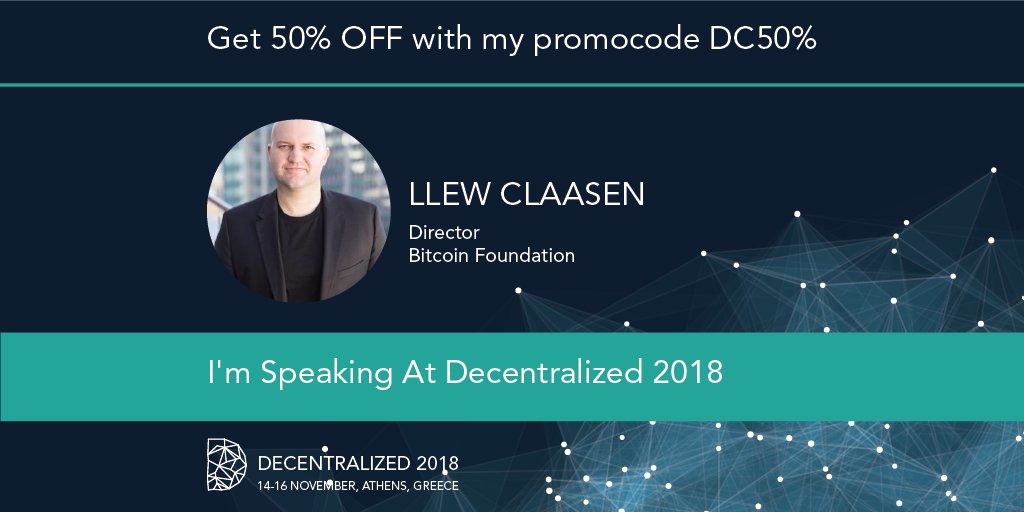 Athens residents: Our Executive Director LlewClaasen is a keynote speaker at DecentralizedEu on Nov 15, 2018. He'll be speaking on the current state of crypto and the outlook for 2019. decentralized.com 

Athens residents: Our Executive Director Ll…