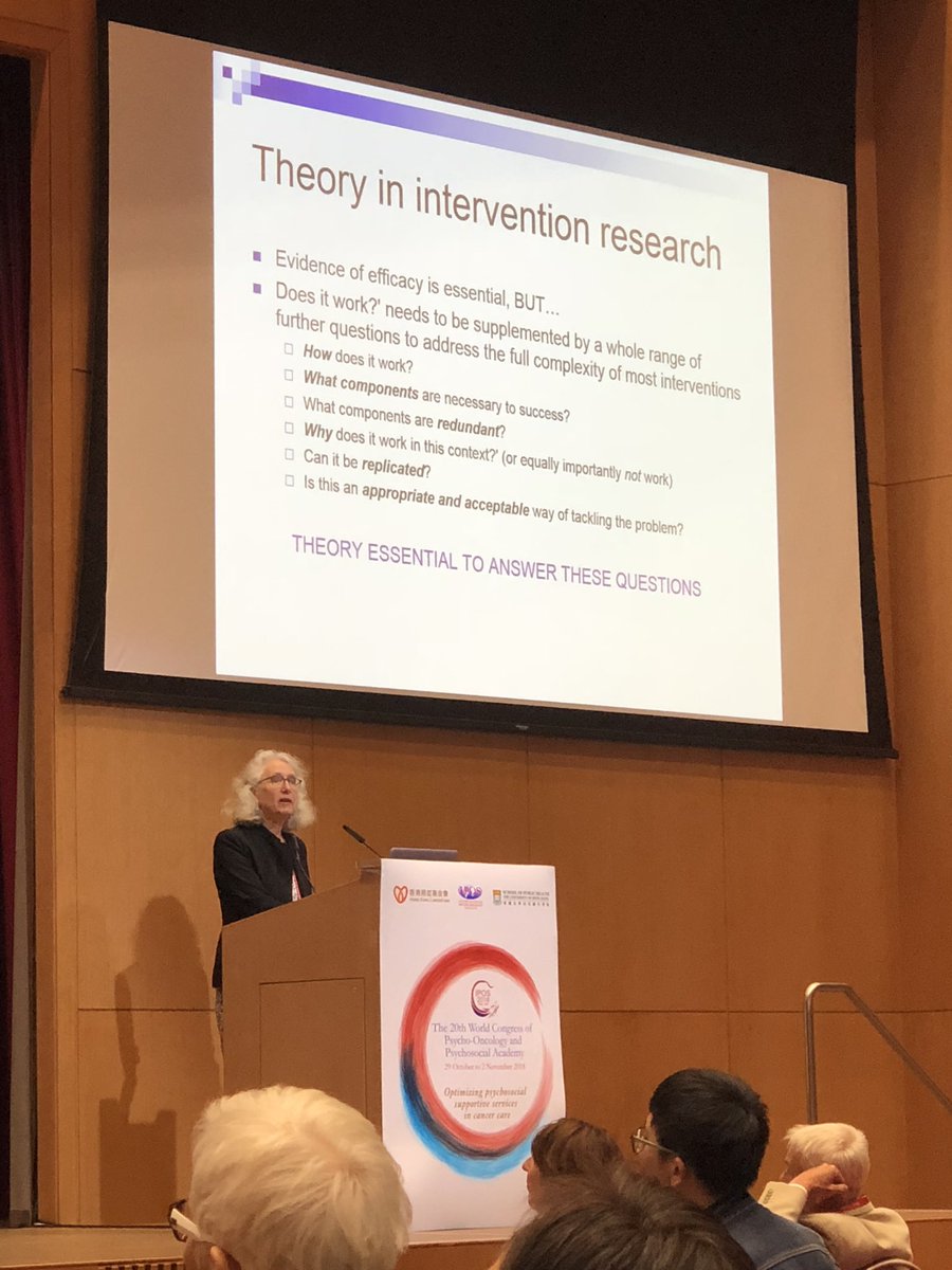 Upto 89% of health interventions are not explicitly based on theory. ConquerFear, an intervention for fear of cancer recurrence, provides a solid example of using theory to develop and evaluate interventions. #PhyllisButow #IPOS18 <a href="/IPOSPsychoOncol/">IPOS</a>