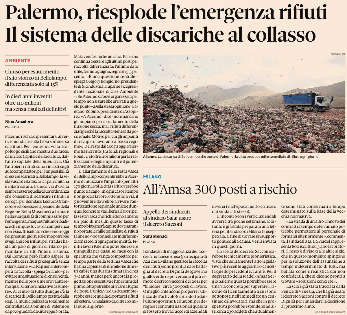 MasterAmbiente's tweet image. Palermo rischia di presentarsi al vertice mondiale sulla Libia sommersa dai rifiuti. Per l’ennesima volta il capoluogo siciliano mostra due facce: da un lato Capitale della cultura, dall’altro capitale della munnizza.