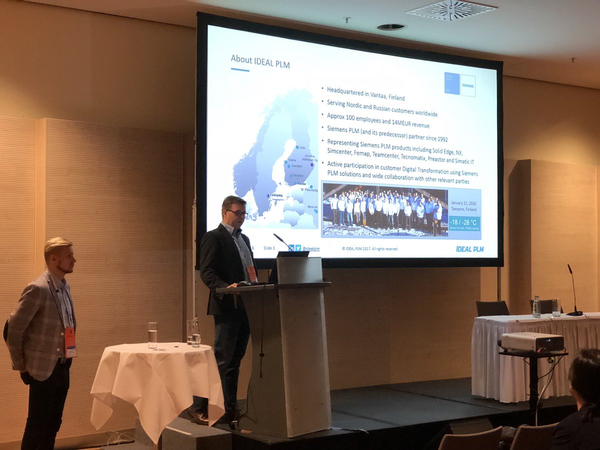 KimmoNyyssonen's tweet photo. Markus Ranta and Sauli Kivinen presenting Commercial Product Management at #PLME2018 @maukora @IDEALPLM #Teamcenter #Siemens #PLM #idealcpm https://t.co/Mewr4NelyU