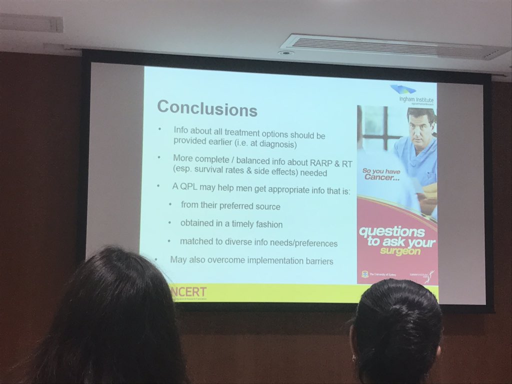 Interesting findings from <a href="/cancer_K2A/">A/Prof Ben Smith @bensmithphd.bsky.social</a> re the decision support needs of men with localised #ProstateCancer when choosing robotic prostatectomy vs radiotherapy. #IPOS18