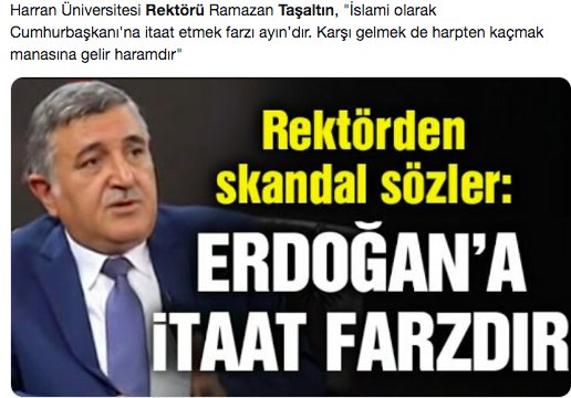 DrSinanOgan's tweet photo. Cumhurbaşkanı Erdoğan: Türkiye’nin nasıl oluyor da dünyanın en büyük ilk 500 üniversite arasında esamesi okunmuyor? Demek ki bir yerde bir sıkıntı var.
Harran Üniv. Rektörü Prof. Ramazan Taşaltın: "İslami olarak Cumhurbaşkanına itaat etmek farzı ayn'dir karşı gelmek de haramdır." https://t.co/IelmaR1ANS
