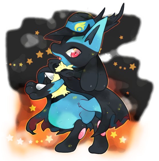 lucario pokemon (creature) black fur yellow fur hat furry red eyes star (symbol)  illustration images