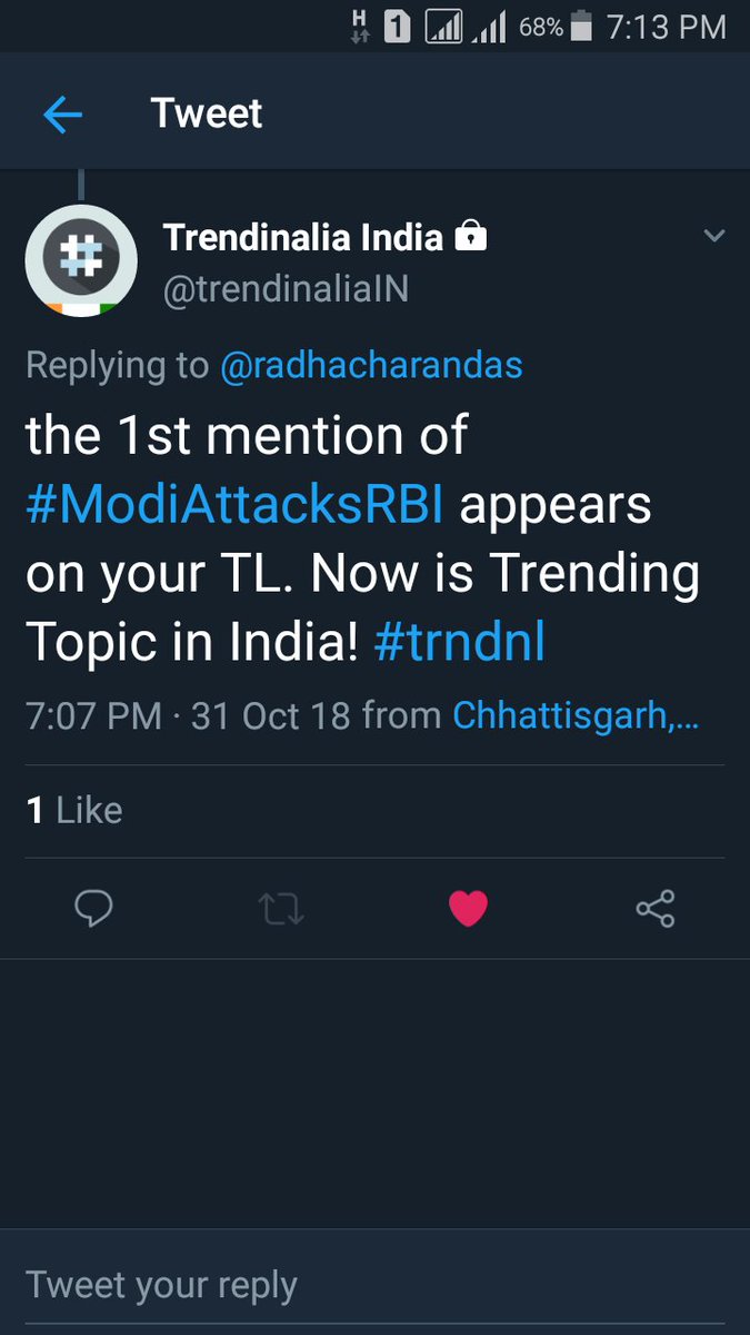 radhacharandas's tweet image. Thanks to #ModiAttacksRBI
My name appears in Trends in India as the first person to attack @narendramodi with this hash tag.