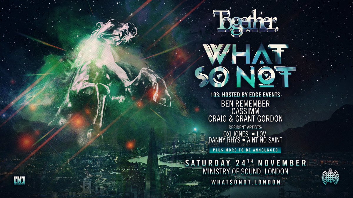 BOOMTOWN! I will perform for @edge_events_ <a href="/ministryofsound/">Ministry of Sound</a> for the <a href="/Togetherclub/">Together Club</a> &amp; <a href="/locknloadevents/">Lock N Load Events</a> showcase welcoming <a href="/WhatSoNot/">WHAT SO NOT</a> alongside <a href="/BenRemember/">Ben Remember</a> <a href="/GordonBrothers_/">Craig & Grant Gordon</a> <a href="/CASSIMMofc/">CASSIMM</a> and many more! Final release tickets available: residentadvisor.net/events/1168247…