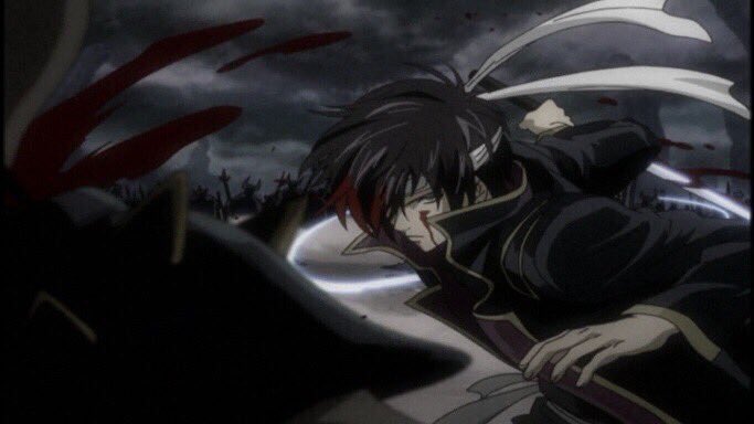 曇天のサビアクション
銀時は自由奔放で型がない
桂は無駄無く素早く真面目な面を強調
坂本はとにかく豪快に
高杉は銀時と同じく型は無いが確実に殺しにかかってる感じと発注したら
佐藤陽子さんが見事に形にしてくれた
（絵コンテ 監督 藤田陽一談）
#gintama
#銀魂