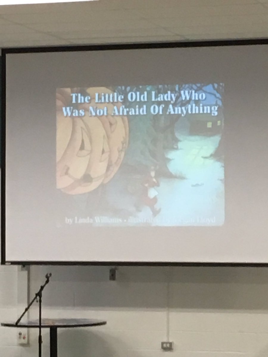 RobBohanek's tweet photo. @RidgeFCL Kinders helping @akoegel in school wide read aloud of The Little Old Lady Who Was Not Afraid of Anything by Linda Williams, Illustrated by Megan Lloyd. #D59Learns https://t.co/w2jWoxTVTG