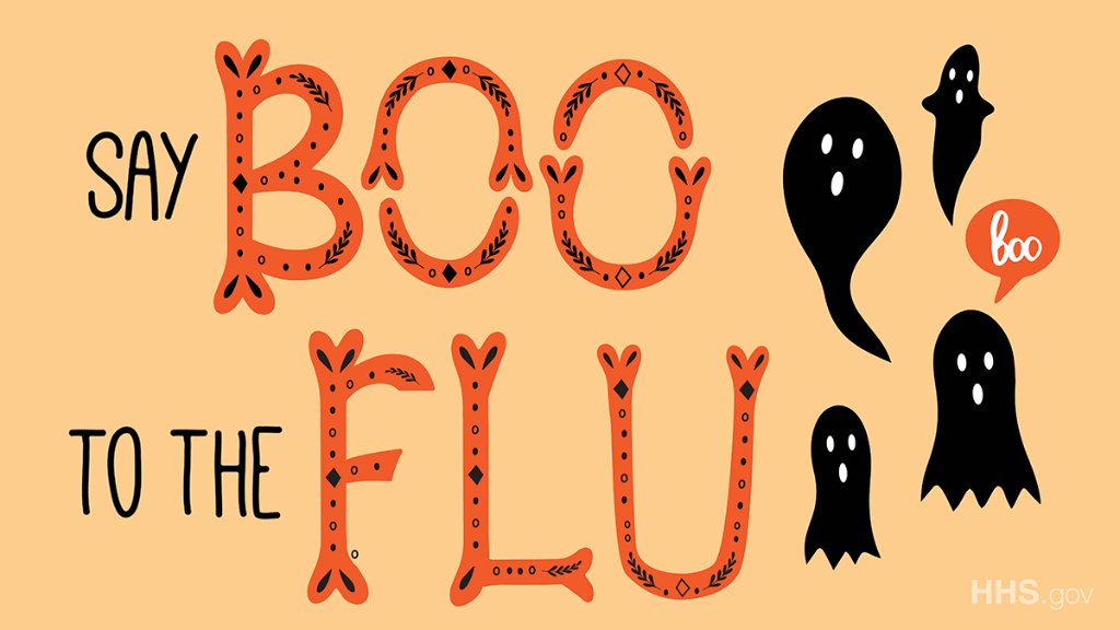 HHSGov's tweet image. Protect your little ghosts and goblins from the flu! @CDCgov recommends that everyone 6 months of age and older should get a flu vaccine. bit.ly/2SzcQG4 #HappyHalloween #WednesdayWisdom