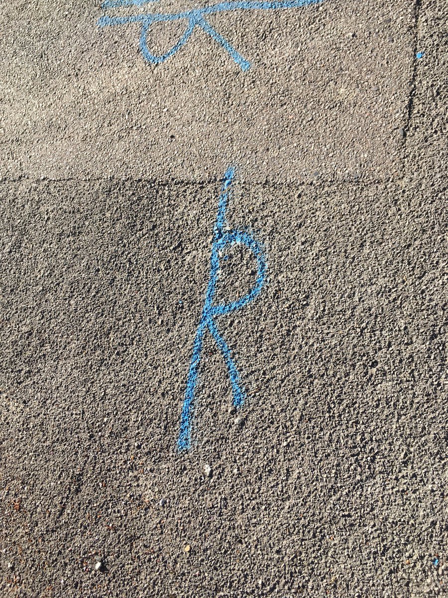 TomJohnson_Art's tweet image. I’m certainly no expert in #Futhorc or in symbols used by optic cable providers, but as I was going for a walk this morning with my daughter in her pushchair, my eye was drawn by what look like spray-painted Anglo-Saxon runes on the pavement!