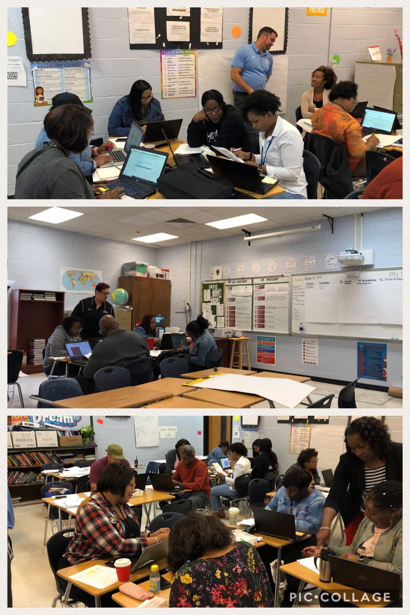 KirkShrum's tweet photo. Check out this engagement @TricitiesFCS release day! Teachers and admin analyzing results and planning reteaching lessons to ensure mastery! @TermerionMLakes is the lead learner! @austin_carla @ic_rock @simmonsteacher https://t.co/iYxFlaOV3N