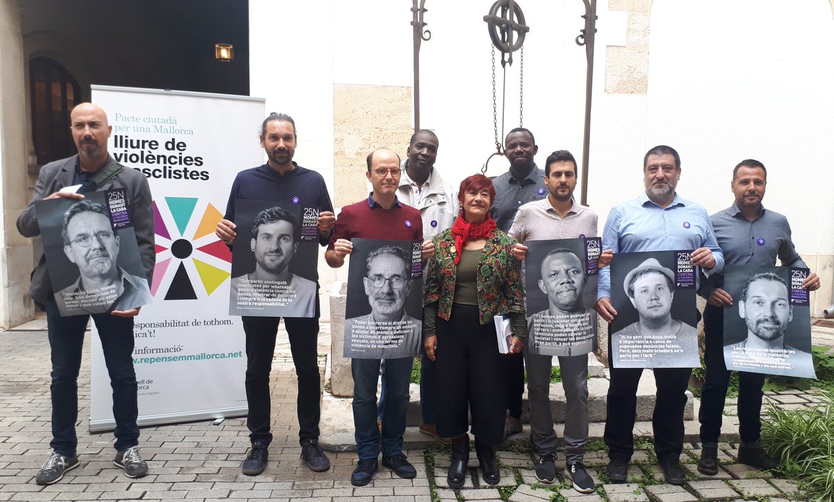 ConselldeMca's tweet photo. Presentem la campanya "Homes que donen la cara contra la violència masclista" 25 testimonis d'una #masculinitat no agressiva i compromesos amb la lluita per la #igualtat. Amb motiu del Dia Internacional de l'Eliminació de la Violència contra les dones. #25N #25NmasclismeNo https://t.co/4idG0s0D6I