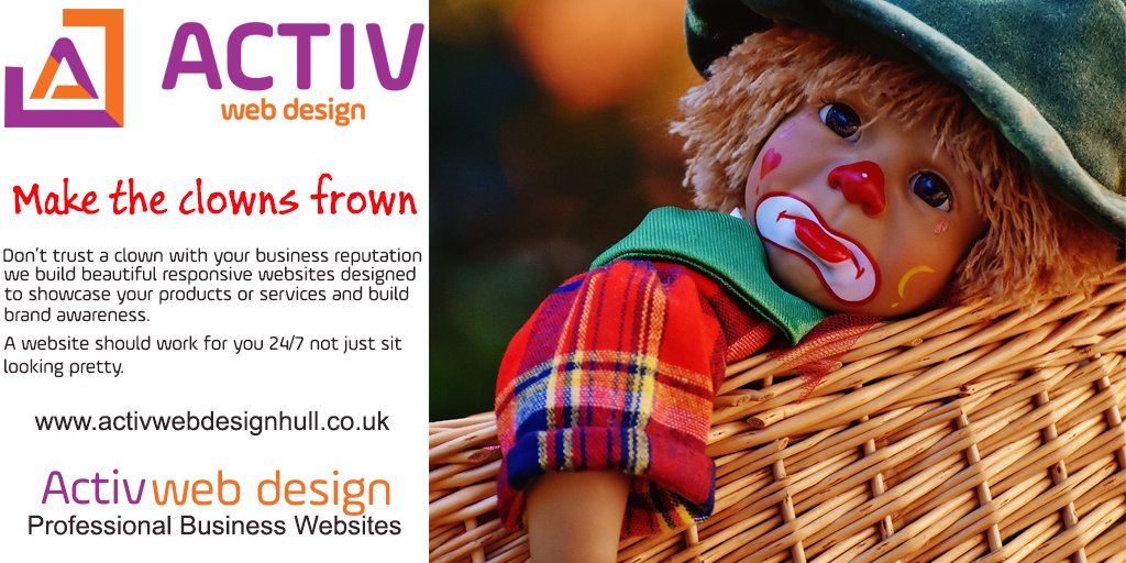 #MakeTheClownsFrown by letting Activ web Design build your next business website bit.ly/2oc8JSu #startups #entrepreneurs #webdesign