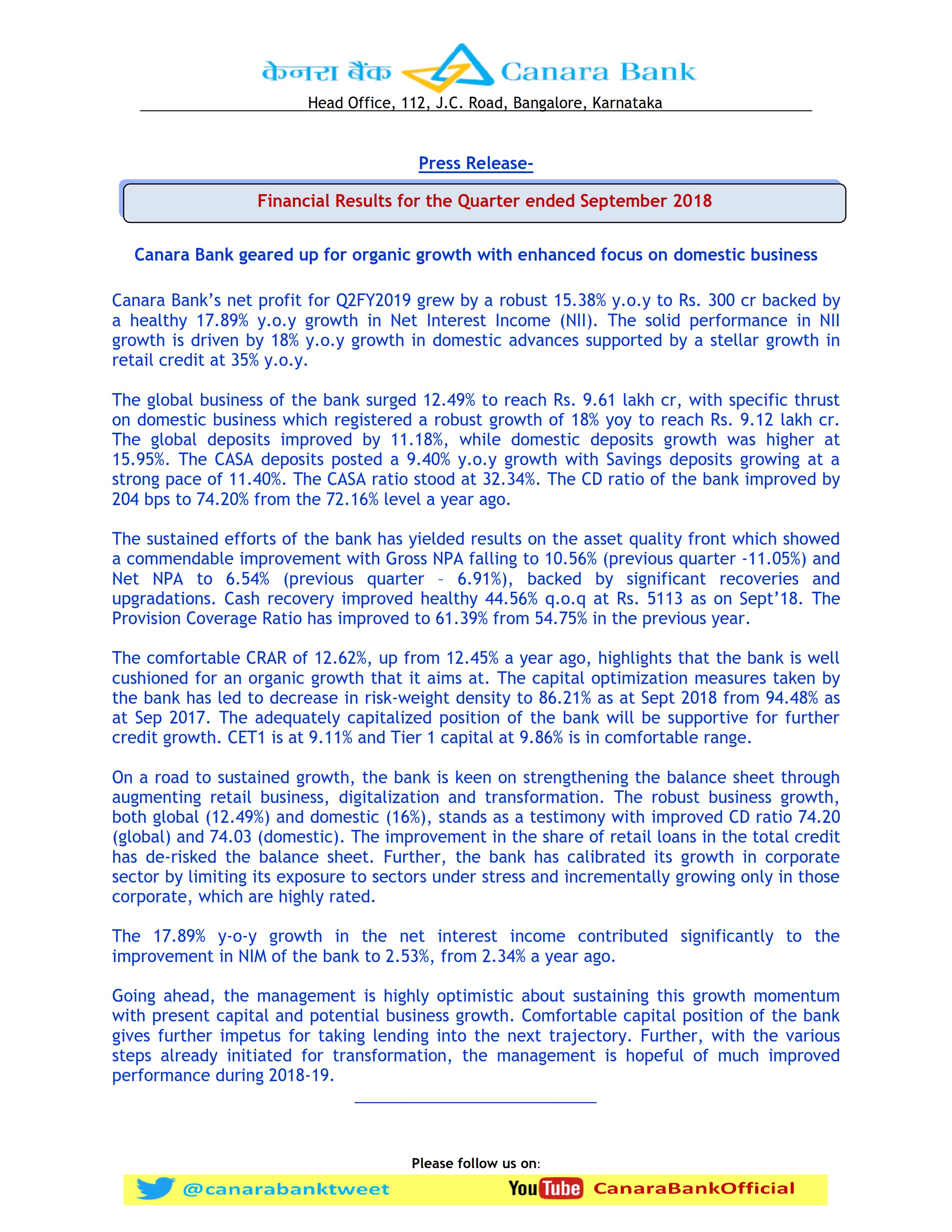Canara Bank on X: &ldquo;Financial Results of @canarabanktweet for the 