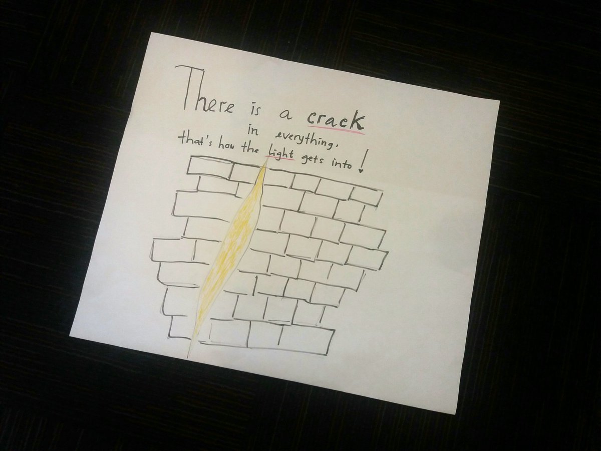learningdiahry's tweet image. Beautiful takeaway during our HR Planning! "There is a crack in everything. That's how the light gets in." -- Anthem, Leonard Cohen

#HumanResources
#ArtofHosting
#LearningDIAHry

👍💚