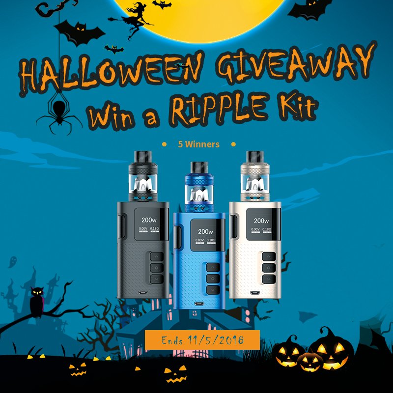 kangertech's tweet photo. Giveaway on our Facebook and Instagram pages, you don't want to miss that!
#kangertech #ripplekit #kanger #giveaway #HalloweenGiveaway https://t.co/zdyKTZWd6T