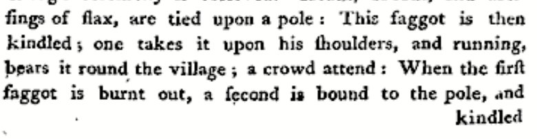 statacc's tweet photo. On the evening of the 31st October, in Logierait, Scotland, a remarkable ceremony used to be observed. It involved the kindling of faggots: heath, broom, and dressings of flax tied upon a pole. #Halloween #statacc https://t.co/WWfoFVxwaM https://t.co/7G0QZshoOX