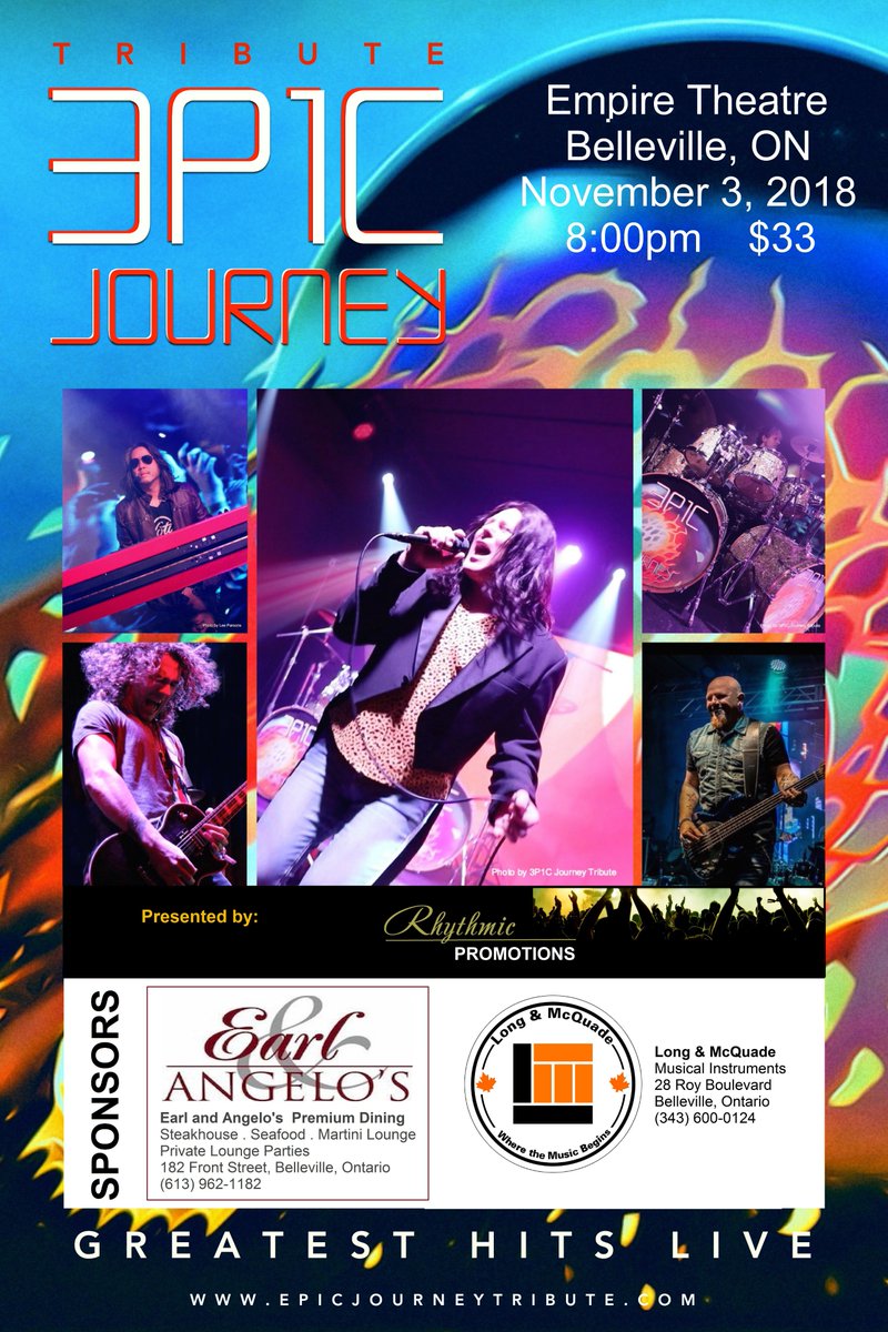 rhythmicpro's tweet image. Epic Journey Tribute rockin' @EmpireTheatre_ NOV 3rd.  Great date night idea! Tickets: ticketf.ly/2ydfBnL   Sponsored by @earlandangelos and @longmcquadebelleville
@ROCK107fm @InQuinteNews @BAY_OF_QUINTE @DTBelleville @quintenews @snapdQuinte #bellevilleontario #journeymusic
