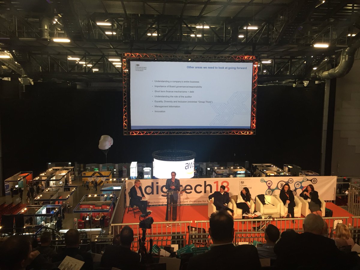 ypoprocurement's tweet image. We’re at #digitech18 today, the #technology and #procurement event for the #publicsector. Plenary underway, currently listening to Coleen Andrews from the Cabinet Office taking about the collapse of #carillion
