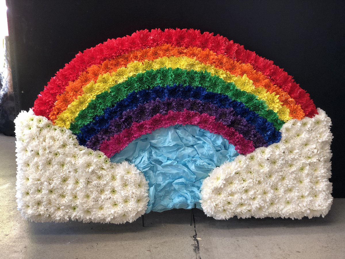 Rainbow funeral tribute #rainbowfuneralflowers