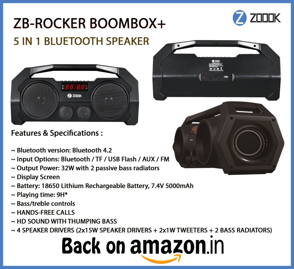 zoook rocker 32w bluetooth speaker