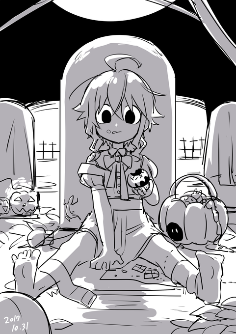 オリジナルキャラクターなのですがハロウィン生まれなので過去絵と最近のらくがきを……名前はコヨイです? 