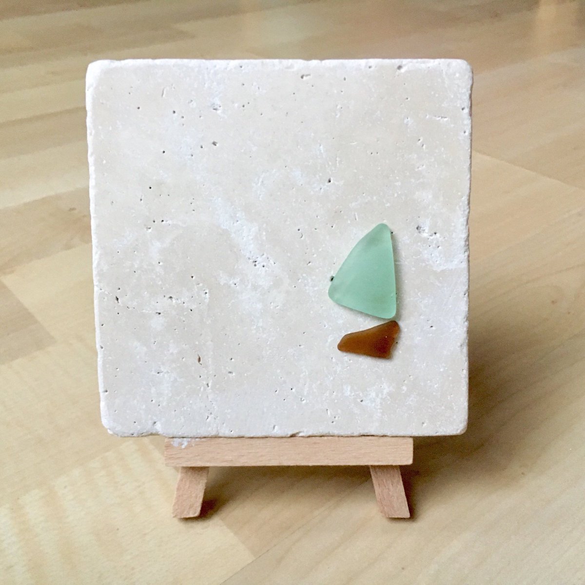 Sailboat sea glass on stone. #sailingdecor #seaglass etsy.me/2zeO6d9