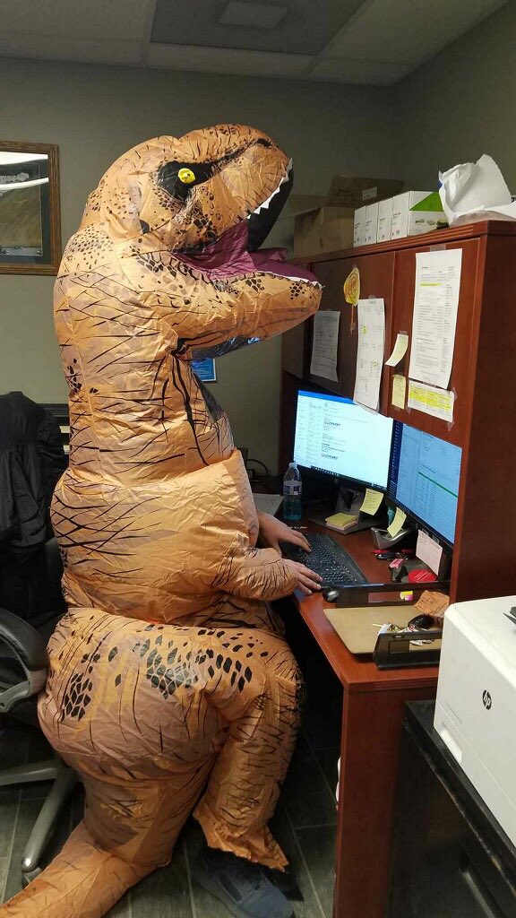 FleetRepSol's tweet photo. Happy Halloween from the Fleet Team. #trex #havingfunatwork https://t.co/PqaaMuWbq3