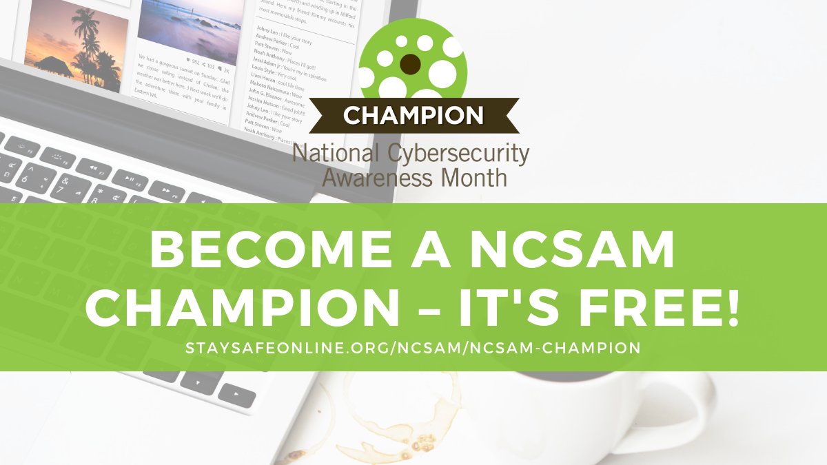 SymbitsIT's tweet photo. #2018 marks the 15th year of #CyberAware Month. Be a part of something big – learn how you can make the internet safer and more secure. For more information visit: https://t.co/1hrmeAZqN3
.
.
.
#SYMBITS #NCSAM #cybersecurity #cybercrime #technews #security https://t.co/0zDMxSS8ph