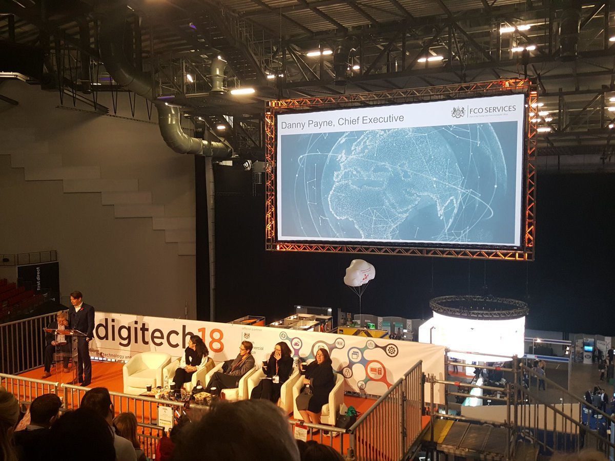 gov_procurement's tweet image. The final #digitech18 plenary speaker Danny Payne from FCO Services has taken the stage to explain how they are supporting gov to transform #publicsector through technology