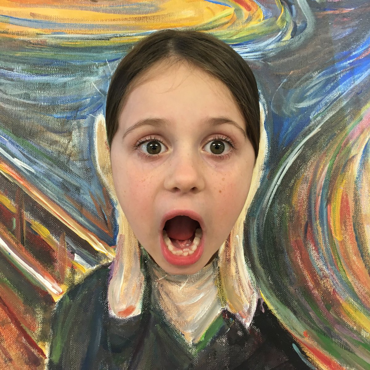jmurphy_janine's tweet photo. Happy Halloween! #porthuronareaschooldistrict #Halloween2018 #1PHASD students leaned about the artist, Edvard Munch, and had a little creative fun as well! https://t.co/oQ1M8ZQuXd