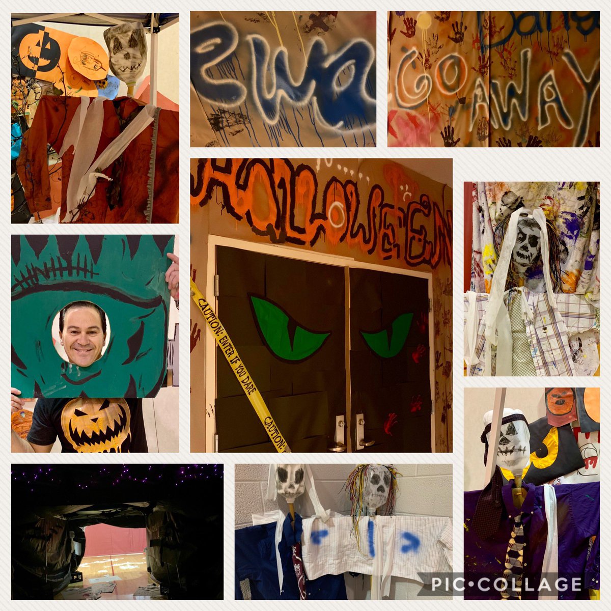 WilsonElementa2's tweet image. Our amazing art teacher Dave Vagas &amp;amp; students did a spooktacular job transforming the gym for our middle school dance! 🎃@YtownSchools #thewilsonway
