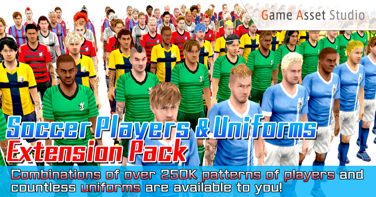gameassetstudio's tweet image. #GameAssetStore Soccer Players &amp;amp; Stadiums Pack now has an extension pack that includes additional players and uniforms. Combinations of over 250K patterns of players and countless uniforms are available to you!
#unity3d #gameassets u3d.as/1miT