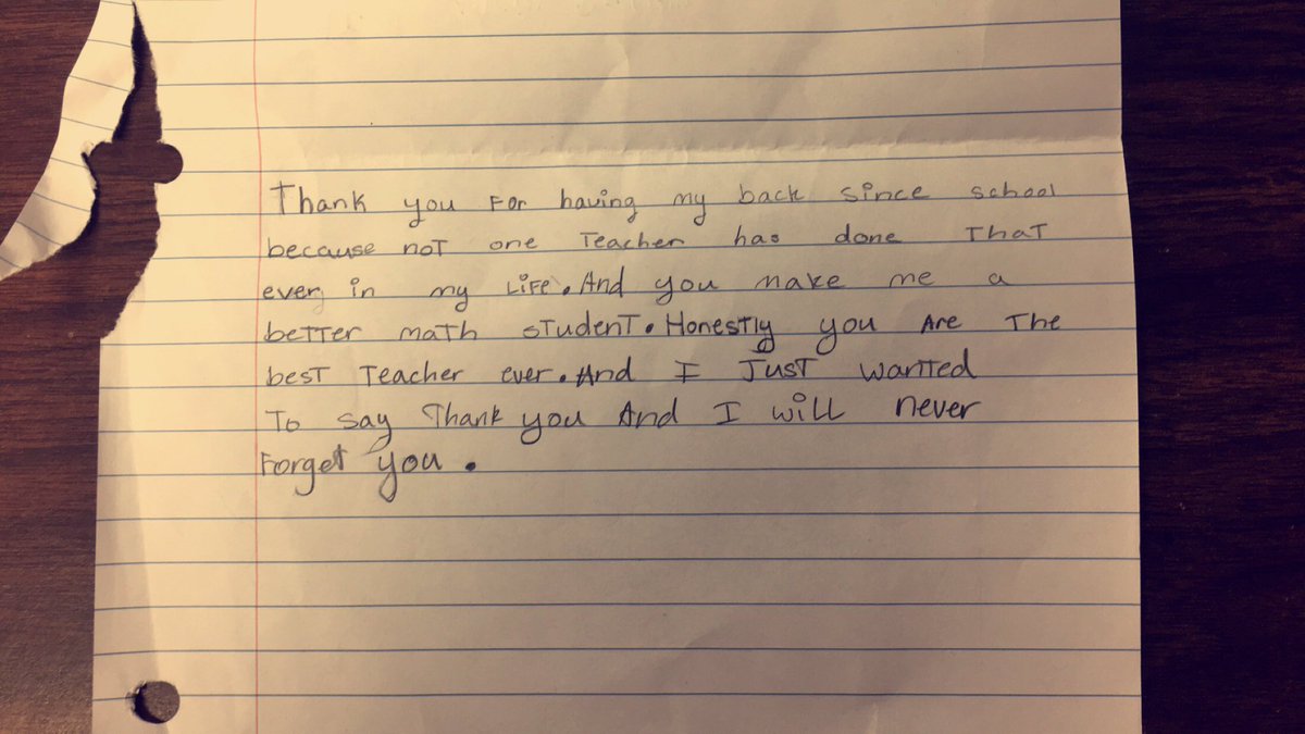 KGrenwelge's tweet photo. When a student leaves you a note on your desk! #WhyITeach https://t.co/cyMNlOyR5g