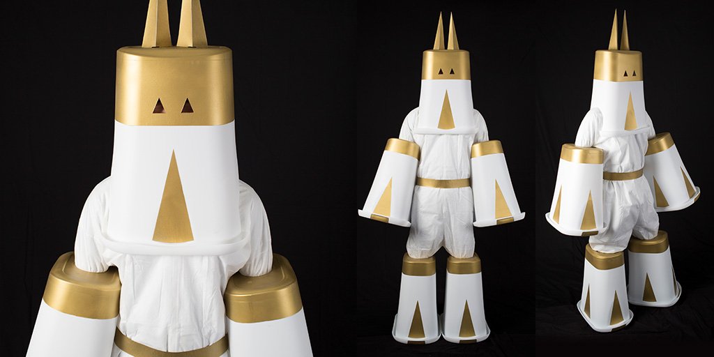 Happy #halloween! My 2018 #costume unites garbage and #gold. "Gilded Guardian" is made of garbage cans, but modest materials gain dignity by #design. Inspiration: #gilded #architecture #samurai #armor. 15 years of costumes bit.ly/1LAnvHm #halloweencostume #halloween2018