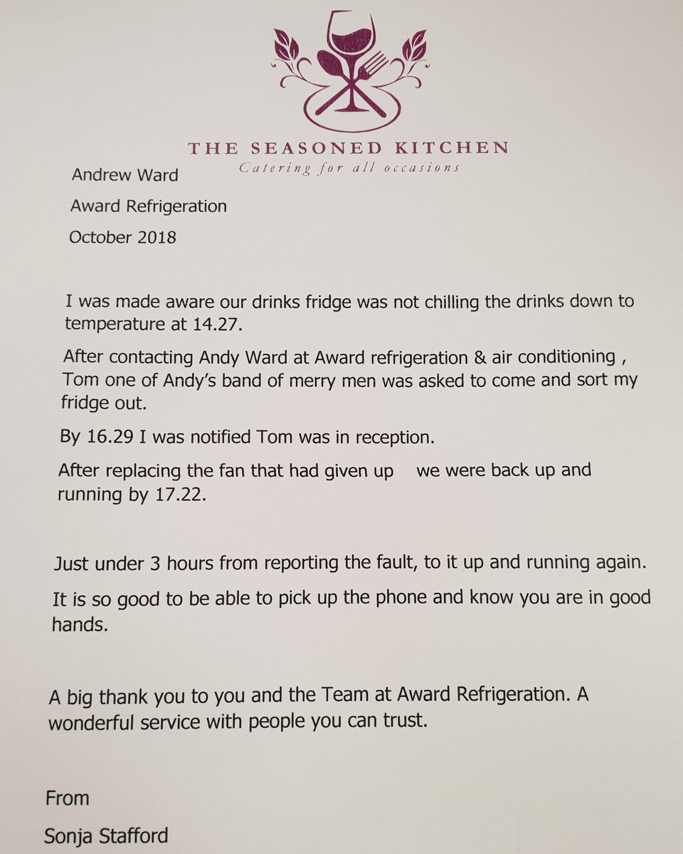 AwardRAC's tweet image. Great testimonial from our Client at The Seasoned Kitchen

Our service is a focus point of our business and its what sets us apart from our competitors,  it's great to hear the appreciation from our customers.

Award yourself with engineers you can trust!

@BNI_Locomotive