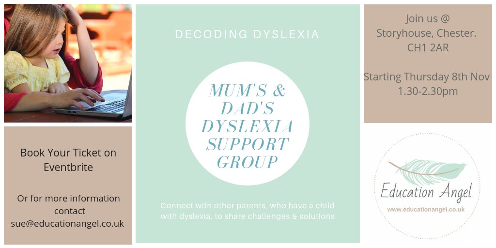 NEW Mum's & Dad's Support Group @ Storyhouse Chester, starting Thursday 8th November 1.30-2.30pm
#decodingdyslexia #dyslexiasupport #kidsdirect @spruceyhaigh