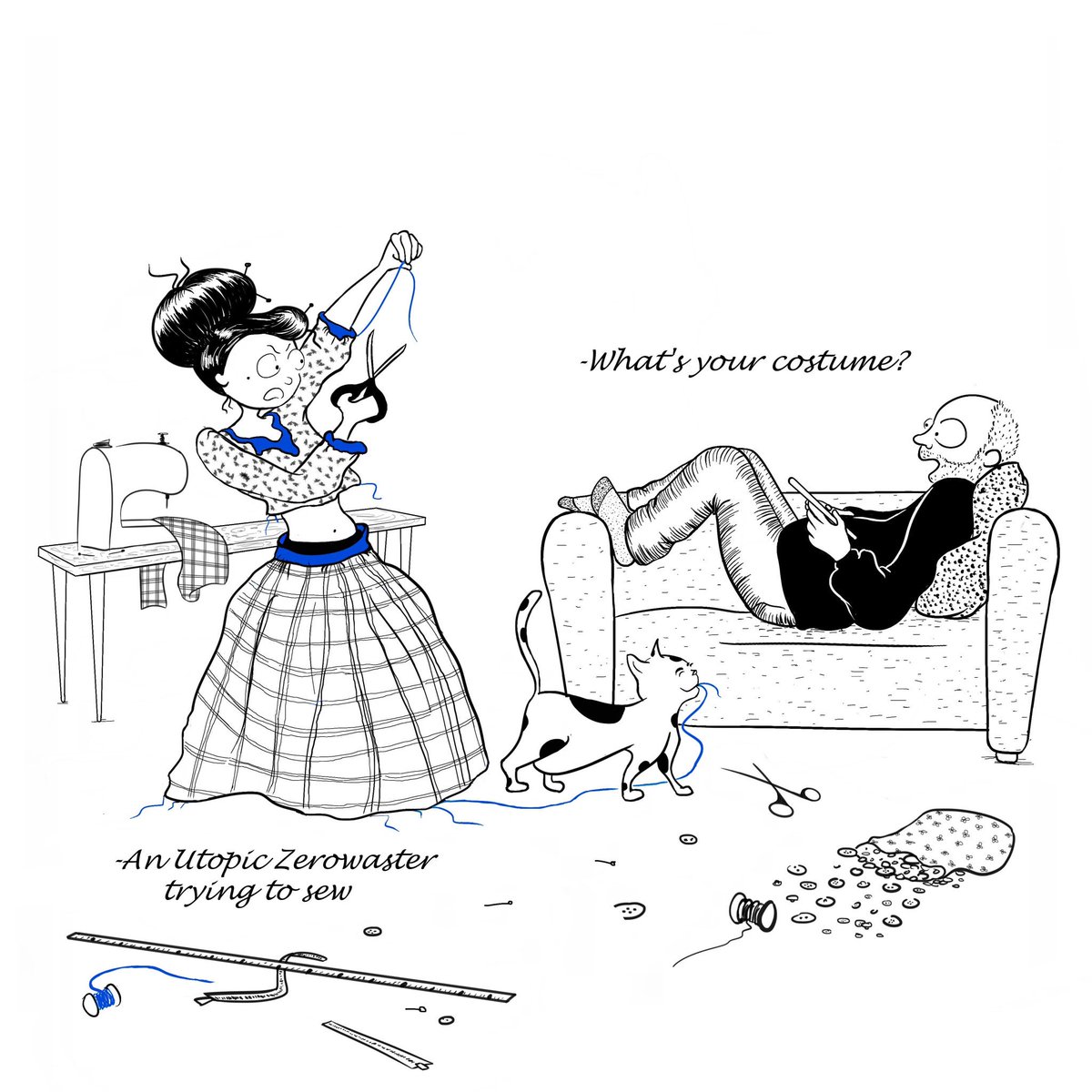 #DIY your Wardrobe &amp; #EveryDayIsHalloween 

Each year about 46 pounds of fabric are thrown away per new yorker  
After years of Second Hand Shopping, Reusing old sheets &amp; making my own with @fabscrap treasures was too tempting... #sustainablefashion